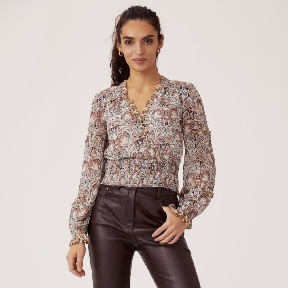 Anthropologie Paisley Print Faux Wrap Blouse, Sz M